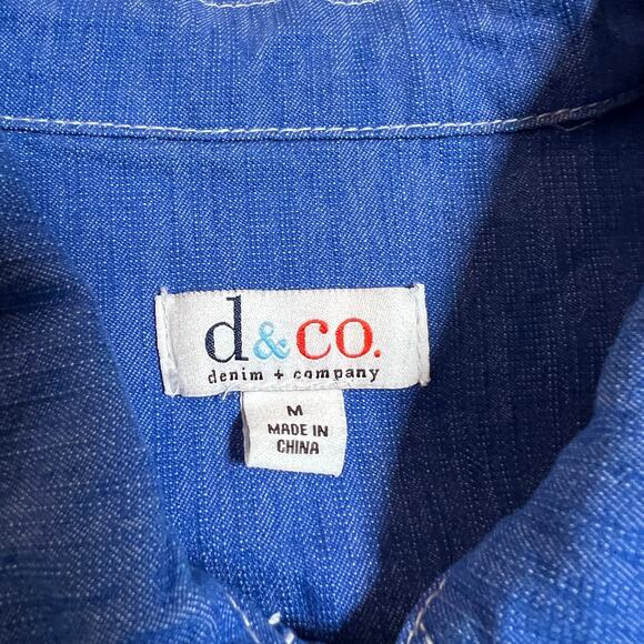 Denim&Co. Button Up Jean Jacket Size Medium Stretch Casual Western Rodeo - Picture 4 of 10
